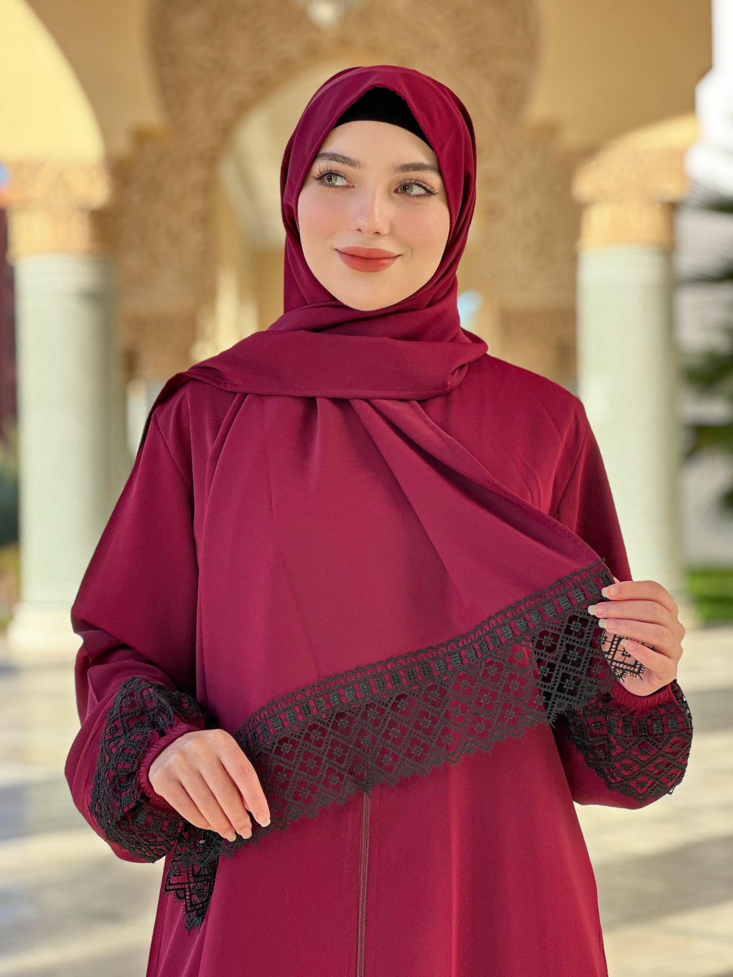 Abaya Nour grenat