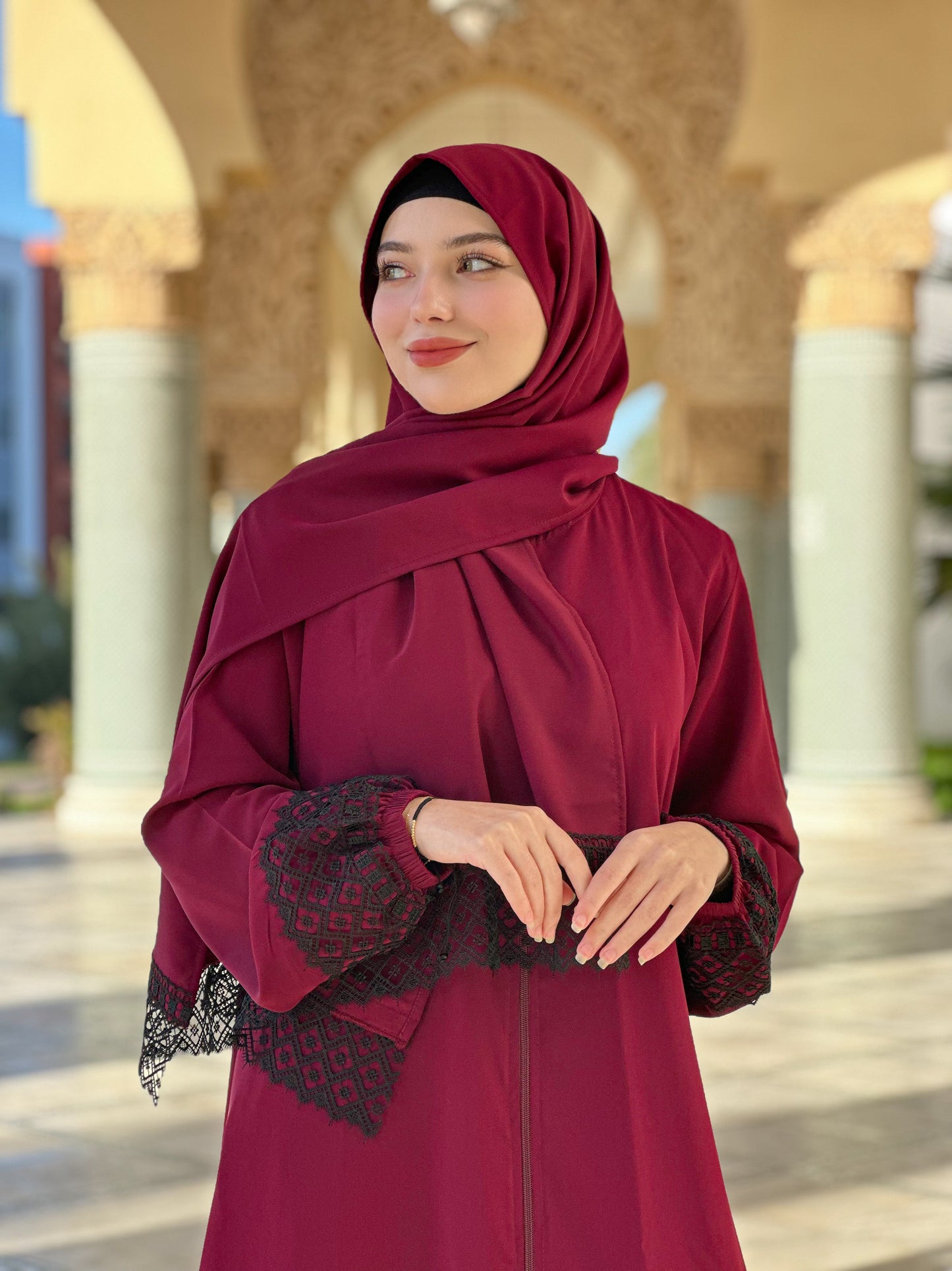 Abaya Nour grenat