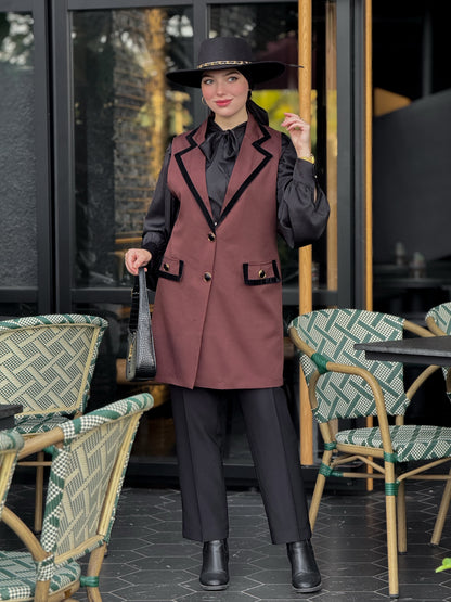 Ensemble Gilet et chemise marron