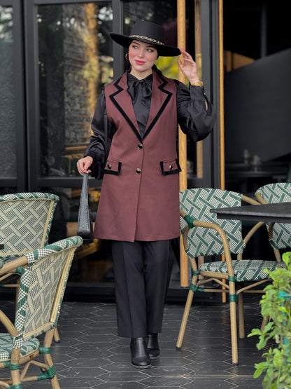 Ensemble Gilet et chemise marron