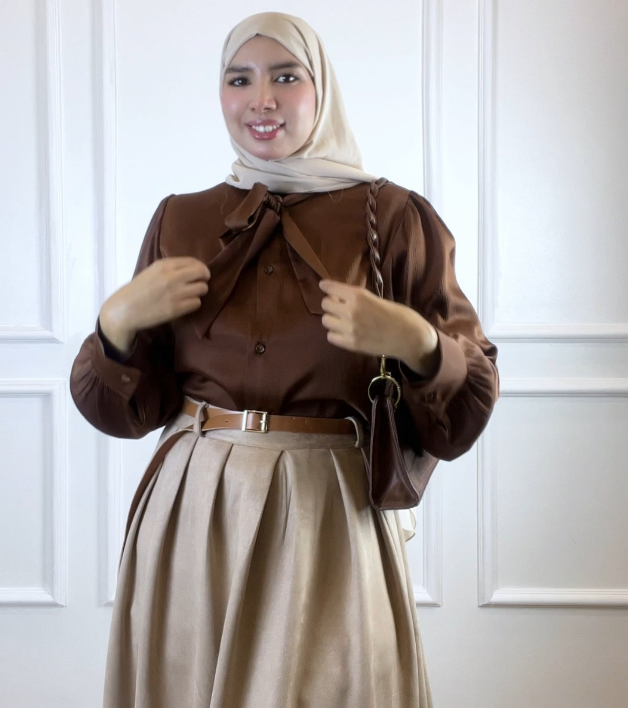 Chemise satiné  IVA marron