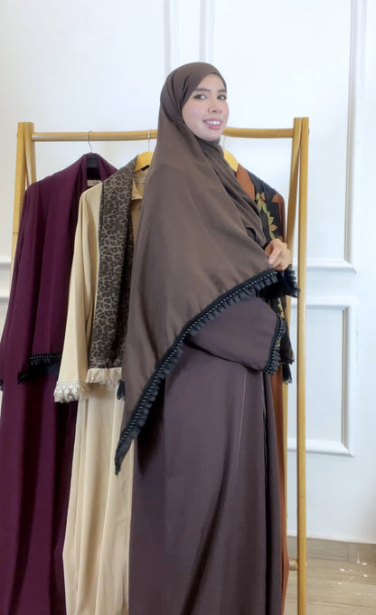 Abaya misk marron avec chale